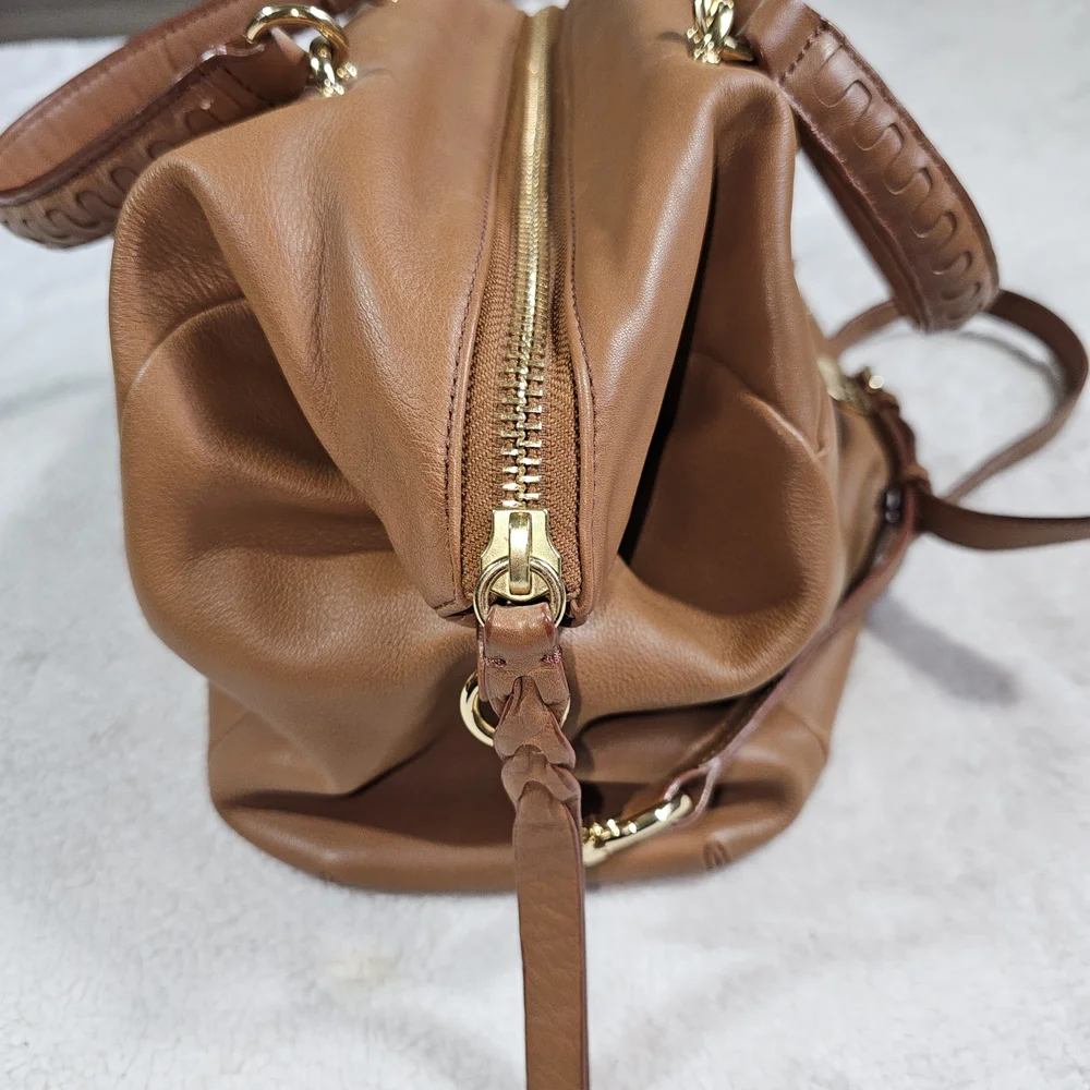 henri bendel Cognac Leather Tote with Removable Strap
